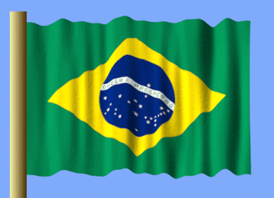 A Brazilian Flag Is Waving In The Wind On A Pole GIF