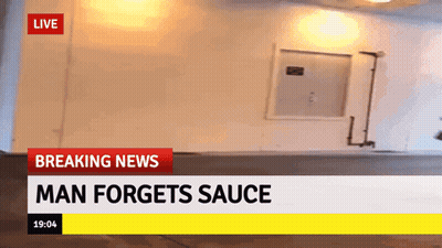A Breaking News Screen Shows A Man Forgets Sauce GIF
