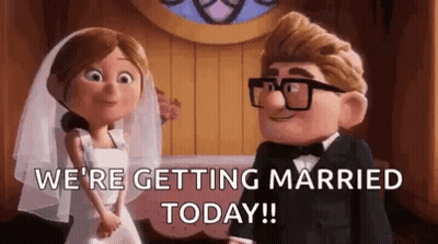 A Bride And Groom Are Getting Married In A Church . GIF
