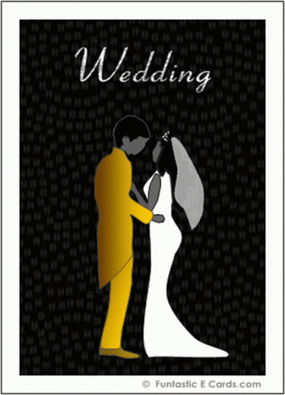 A Bride And Groom Are On A Wedding Card GIF