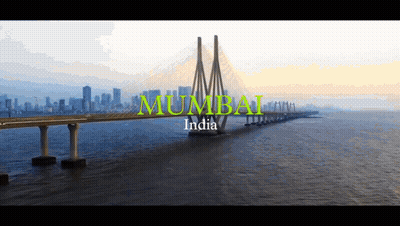 A Bridge Over A Body Of Water With The Word Mumbai India Written On It GIF
