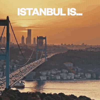 A Bridge Over A Body Of Water With The Words Istanbul Is GIF