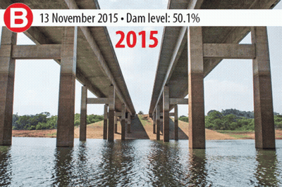 A Bridge Over A Body Of Water With The Year 2015 GIF