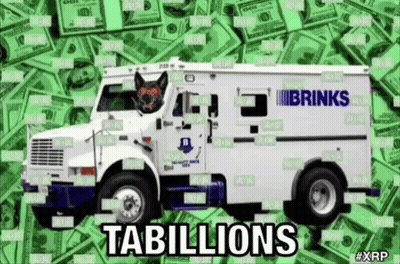 A Brinks Armored Truck Is Surrounded By Lots Of Money GIF