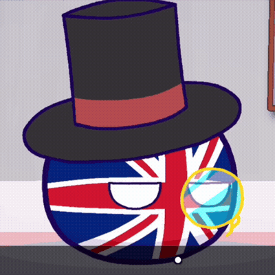 A British Ball With A Top Hat And Magnifying Glass GIF