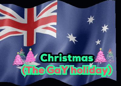 A British Flag With Christmas Trees And The Words Christmas ( The Gay Holiday ) GIF