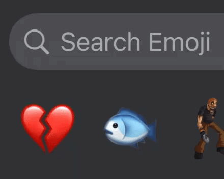 A Broken Heart A Fish And A Man With A Shovel Are Shown On A Search Emoji Screen GIF