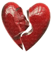 A Broken Heart Is Sitting On A Glass With A Drop Of Blood On It . Sticker