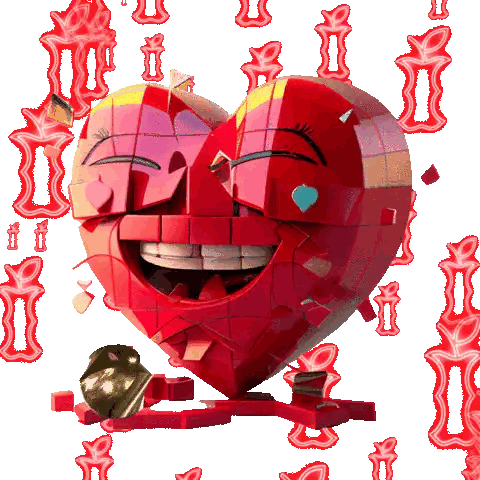 A Broken Heart With A Smiley Face Is Surrounded By Hearts Sticker