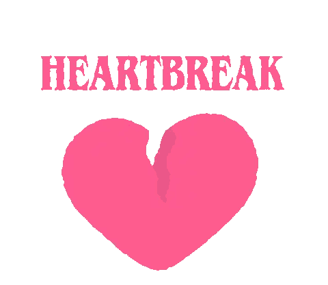 A Broken Heart With The Word Heartbreak Written Above It Sticker