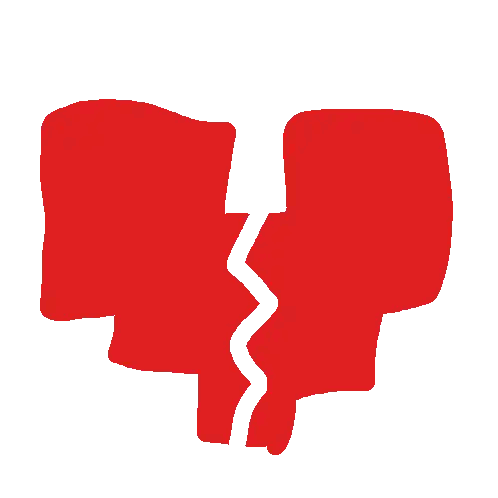 A Broken Red Heart With A White Crack In It Sticker