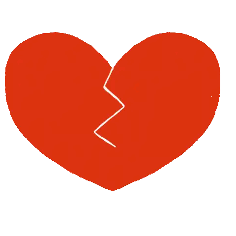 A Broken Red Heart With A White Line Going Through It Sticker