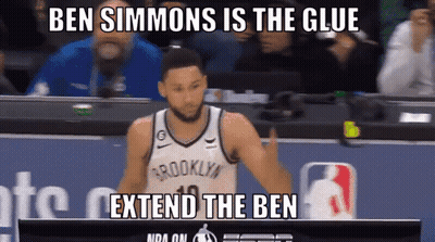 A Brooklyn Nets Basketball Player Is Sitting In Front Of A Computer Screen GIF