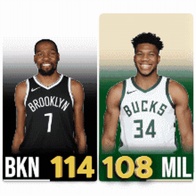 A Brooklyn Nets Player And A Bucks Player GIF