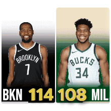 A Brooklyn Nets Player And A Bucks Player GIF