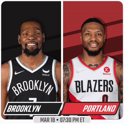 A Brooklyn Nets Player And A Portland Blazers Player Are On A Poster GIF