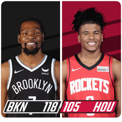 A Brooklyn Nets Player And A Rockets Player Are Shown Side By Side GIF