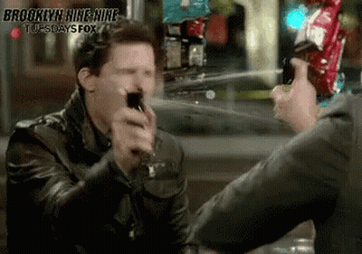 A Brooklyn Nine-Nine Advertisement With Two Men GIF