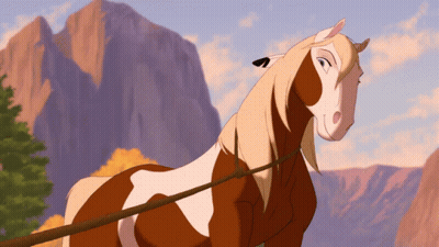 A Brown And White Horse With A Rope Around Its Neck GIF