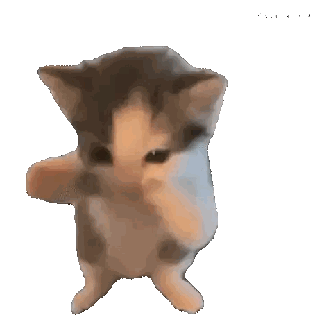 A Brown And White Kitten Is Standing On Its Hind Legs On A White Background Sticker