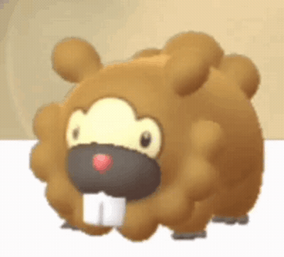 A Brown And Yellow Cartoon Animal With A Red Nose And Teeth . GIF