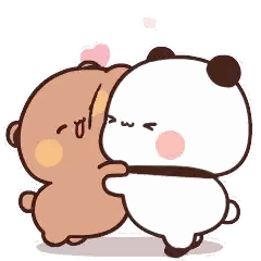 A Brown Bear And A White Panda Are Hugging Each Other On A White Background . Sticker