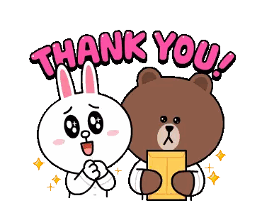 A Brown Bear And A White Rabbit Are Holding An Envelope And Saying Thank You Sticker