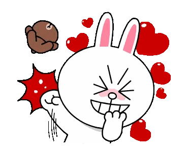 A Brown Bear And A White Rabbit Are Kissing With Red Hearts Surrounding Them Sticker