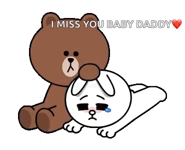 A Brown Bear And A White Rabbit Are Sitting Next To Each Other And The Bear Is Holding The Rabbit 'S Head . GIF