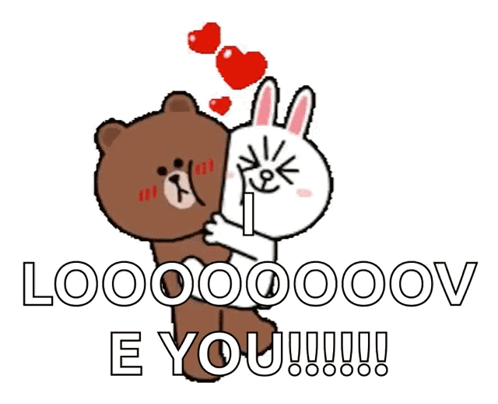A Brown Bear And A White Rabbit Are Standing Next To Each Other And The Rabbit Says " E You " GIF