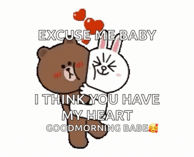 A Brown Bear And A White Rabbit With The Words Excuse Me Baby I Think You Have My Heart GIF