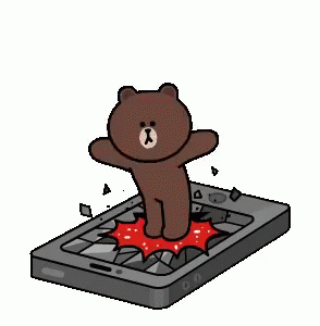 A Brown Bear Is Flying Over A Cell Phone With A Message On It . GIF