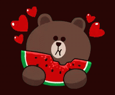 A Brown Bear Is Holding A Slice Of Watermelon GIF