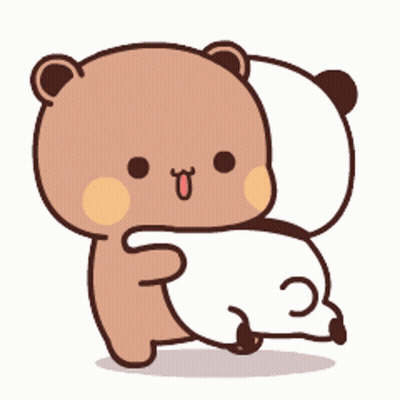 A Brown Bear Is Hugging A White Bear On A White Background GIF