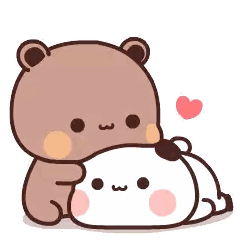 A Brown Bear Is Hugging A White Bear With A Heart On Its Head . Sticker
