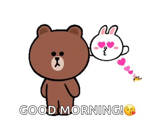 A Brown Bear Is Hugging A White Rabbit With The Words Good Morning Written Below GIF