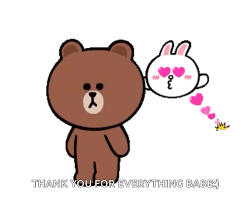 A Brown Bear Is Hugging A White Rabbit With The Words Thank You For Everything Babe Written Below Them GIF
