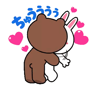 A Brown Bear Is Standing Next To A Pink Bunny With Hearts In Her Eyes Sticker