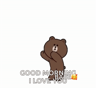 A Brown Bear Peeking Out Of A Pile Of Red Hearts With The Words Good Morning Babe I Love You GIF