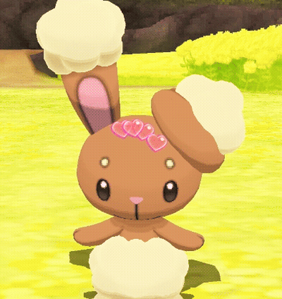 A Brown Bunny With White Ears And Hearts On Its Head GIF