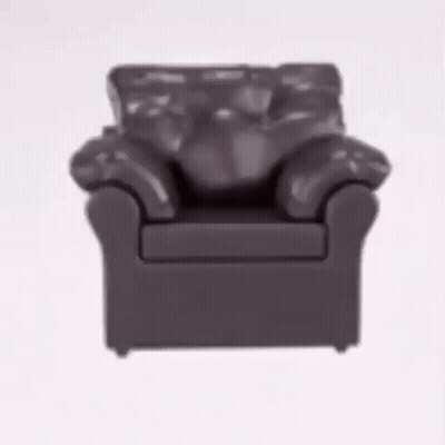 A Brown Leather Chair Is Sitting On A White Surface GIF