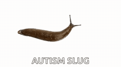 A Brown Snail Is Crawling On A White Background With The Words Autism Slug Below It GIF