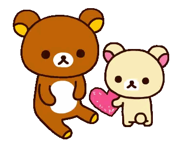 A Brown Teddy Bear Holds A Pink Heart Next To A White Teddy Bear Sticker