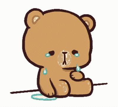 A Brown Teddy Bear Is Crying With Tears Running Down Its Face GIF