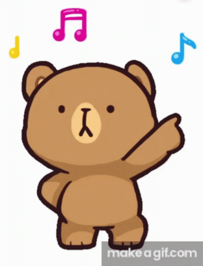A Brown Teddy Bear Is Dancing In Front Of Music Notes On Make A Gif.com GIF