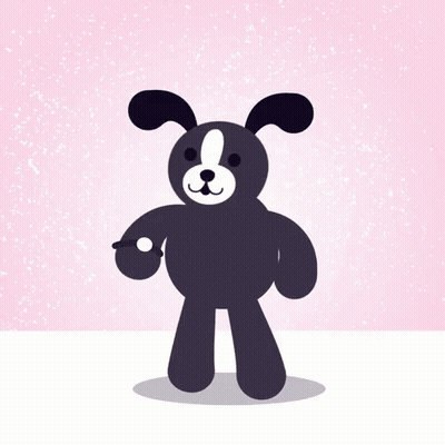 A Brown Teddy Bear Is Holding A Black Dog GIF
