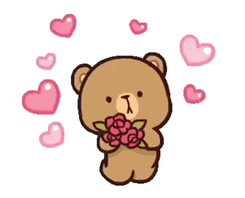 A Brown Teddy Bear Is Holding A Bouquet Of Roses Sticker