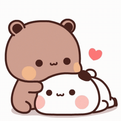 A Brown Teddy Bear Is Hugging A White Teddy Bear GIF