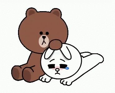A Brown Teddy Bear Is Sitting Next To A White Rabbit . GIF