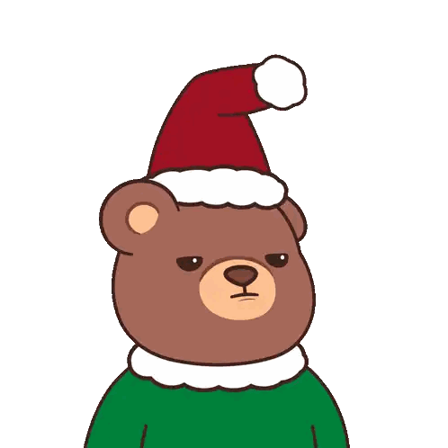 A Brown Teddy Bear Wearing A Santa Hat And Sweater Sticker